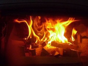 Fire wodburner the kindling has ignited