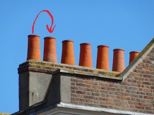 Chimney pots showing arrow out of one into another